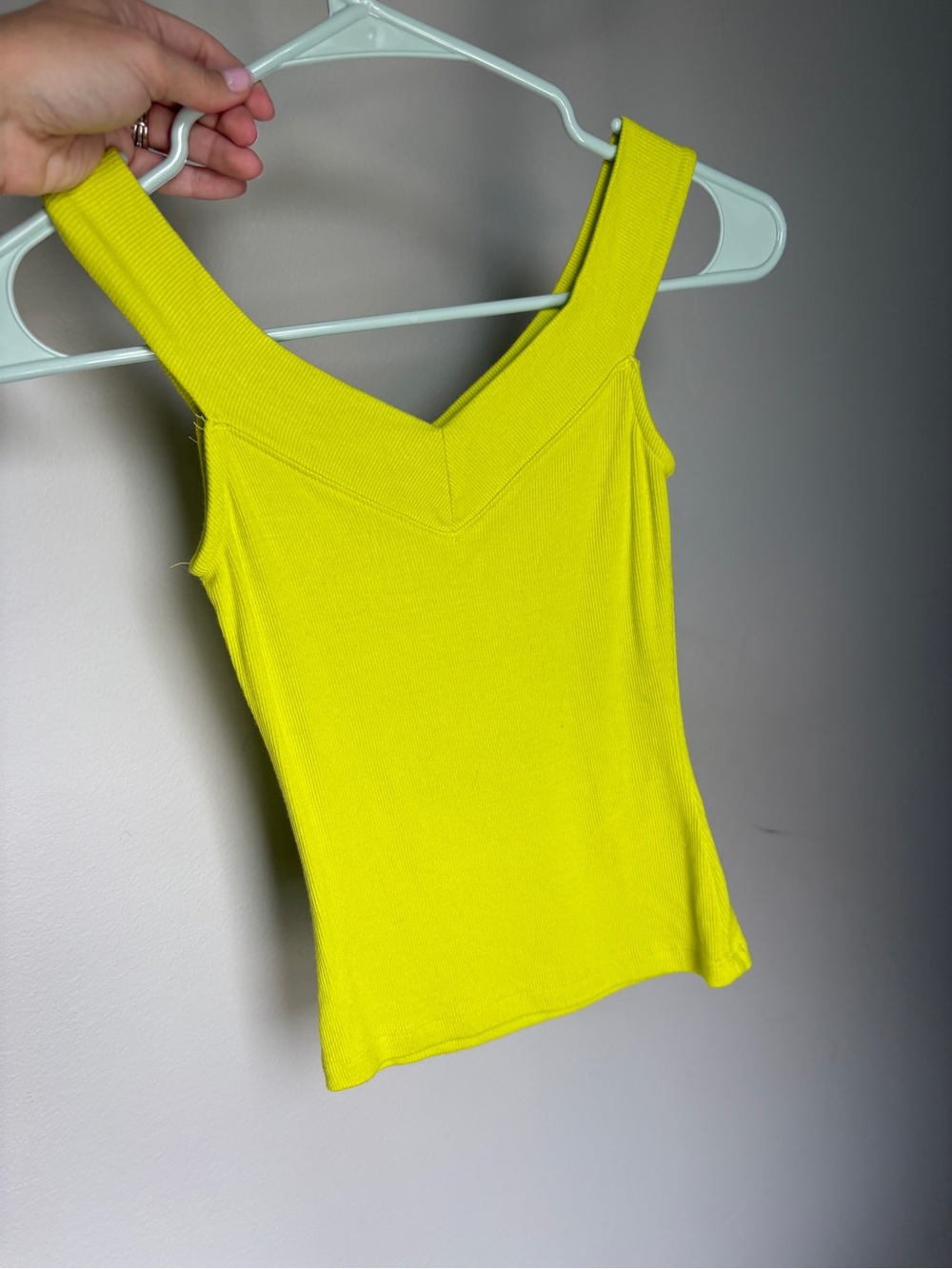 Urban outfitters silence + noise Ribbed V-Neck Tank in Neon Yellow